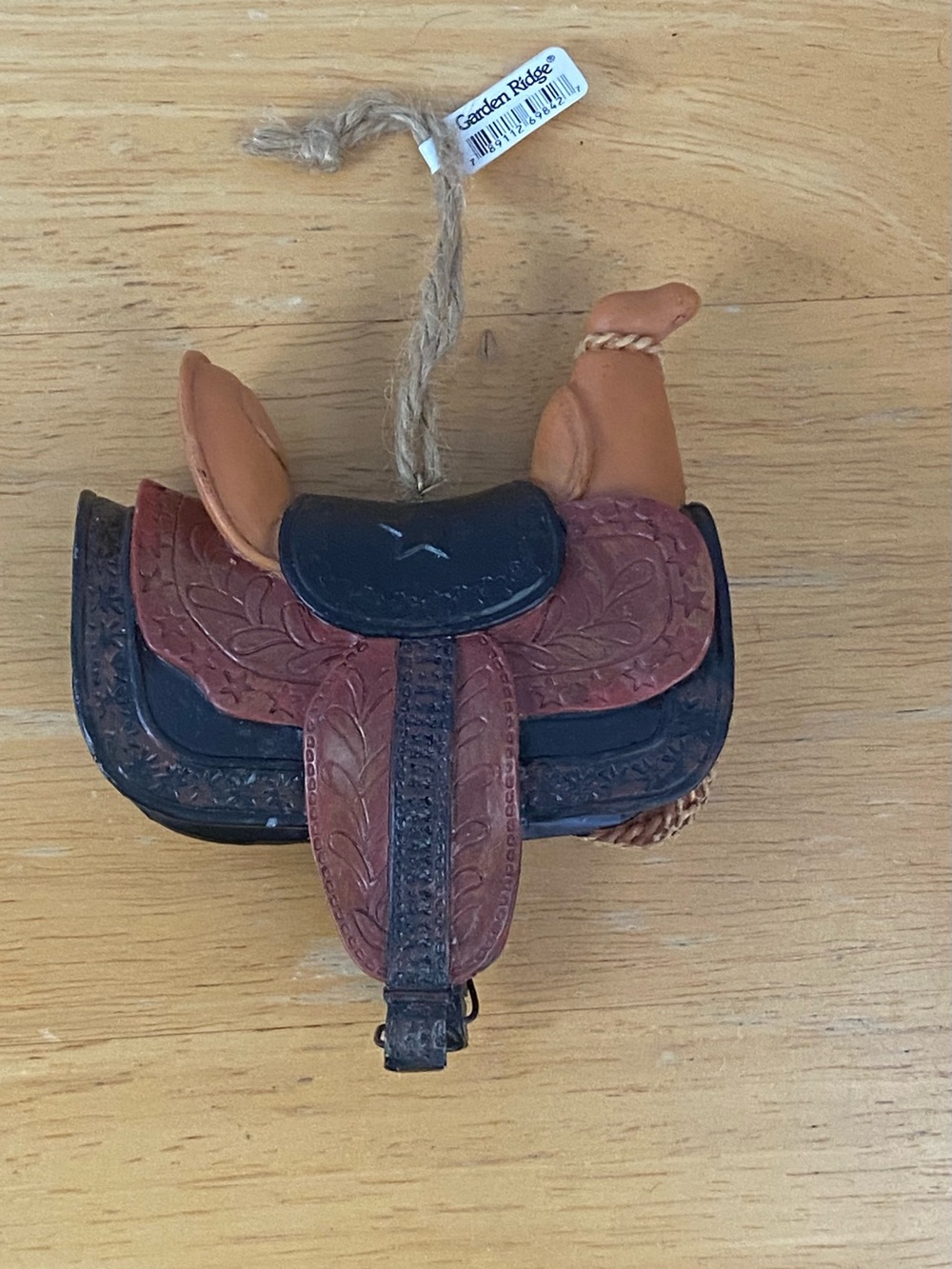 Leather Mini Saddle Ornament in Brown and Black
